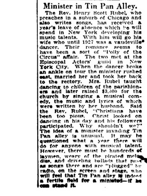 Heinz Rubel reference. Minister in Tin Pan Alley
