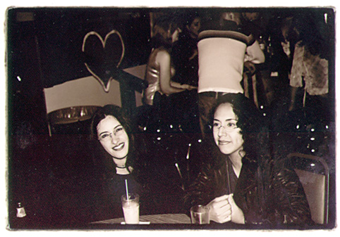 A couple of twins (?) enjoy the Peak Show during the Dog Rescue Benefit at Mr. T's in Highland Park Nov. 2, 2001.2