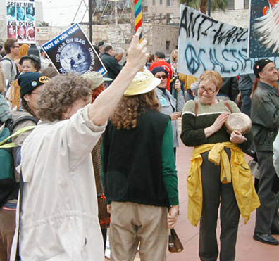 Carol Dunne beats the drum